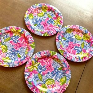 Floral Melamine Plates Set - Pink and Blue